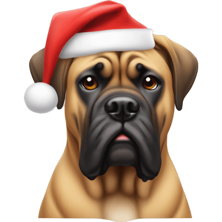 Cute Bullmastiff with Santa hat on emoji