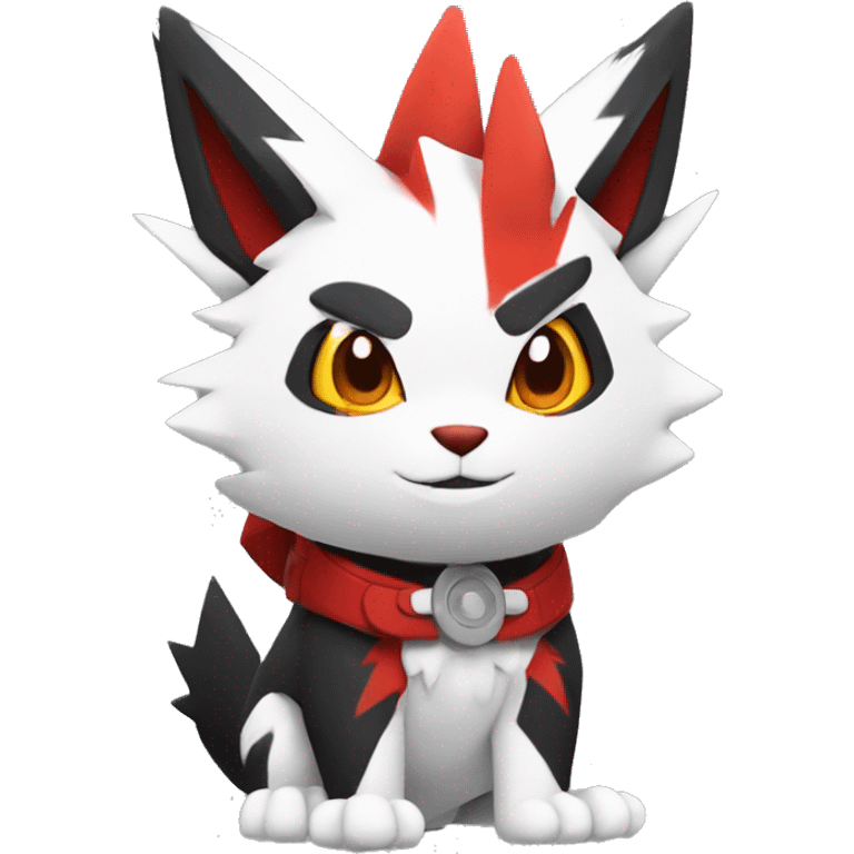 Black Cool Edgy Anthro Zangoose Litten Fakémon  with White and Red Edgy markings emoji