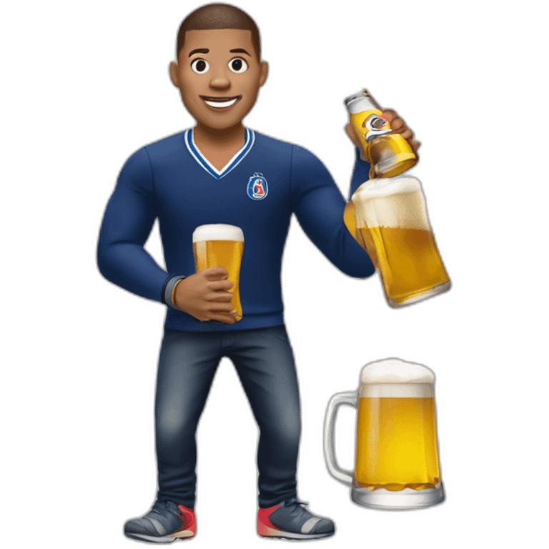 Mbappé tenant une biere emoji