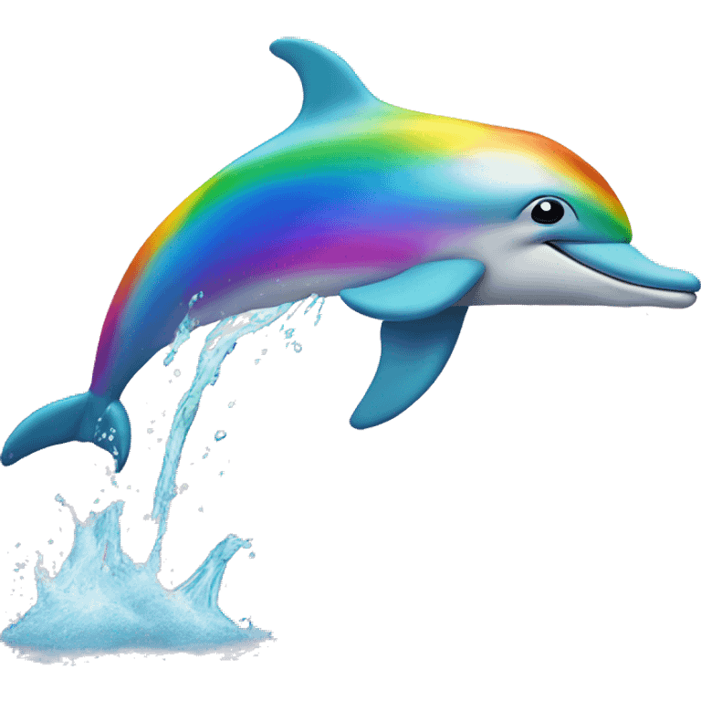 Rainbow dolphin jumping over water emoji