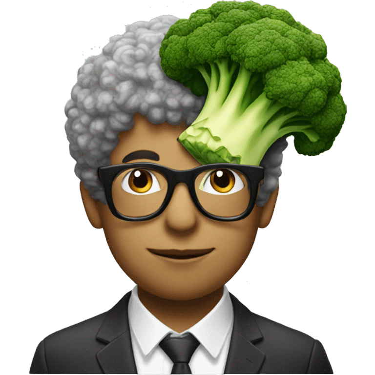 man with broccoli hair and glasses kissing an e man emoji