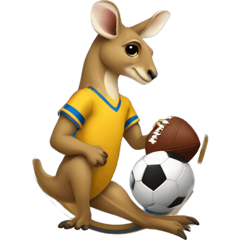 kangaroo-playing-football - blue and gold shirt emoji