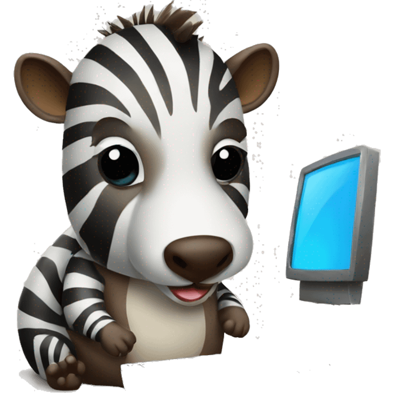 zebra as beaver with computer emoji