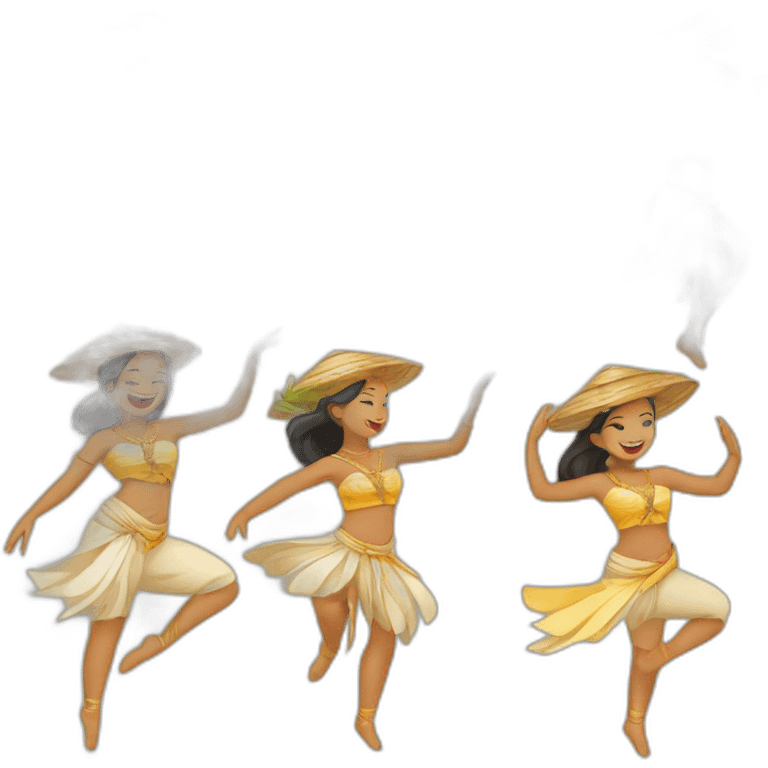 Groupe de danseuses de Bali danse et leurs enfants  emoji