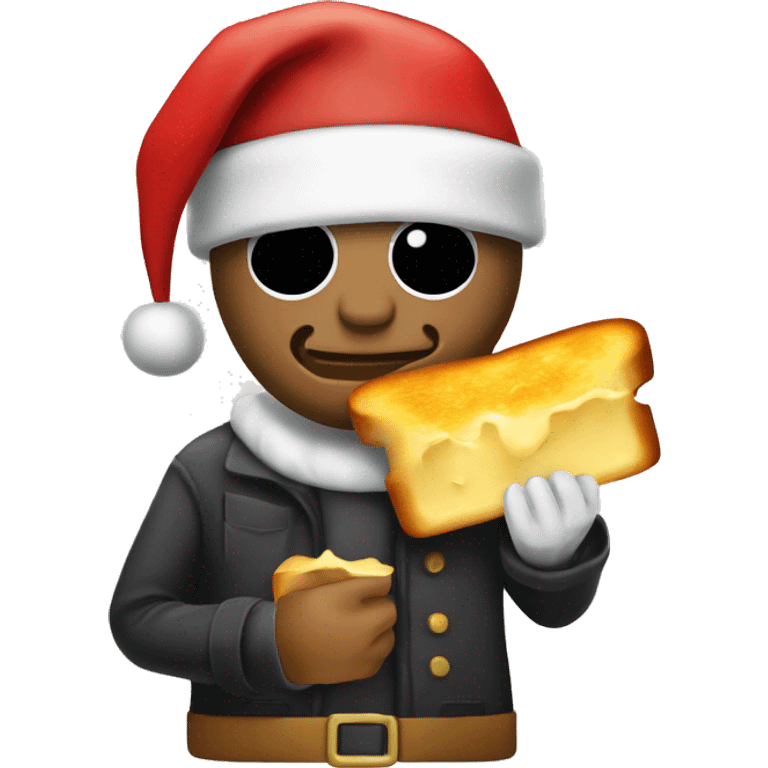 bank robber dressed as santa holding a grilled cheese  emoji