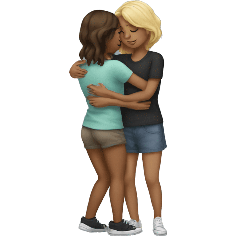 cuddling standing up two girls emoji