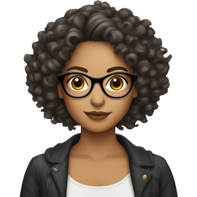 Latina girl curly hair  glasses emoji