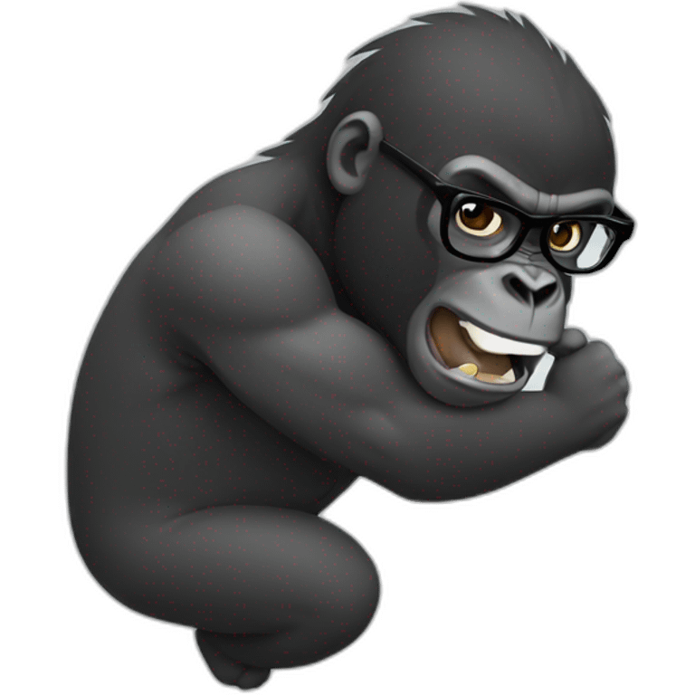 Gorilla punching a Boy with glasses emoji