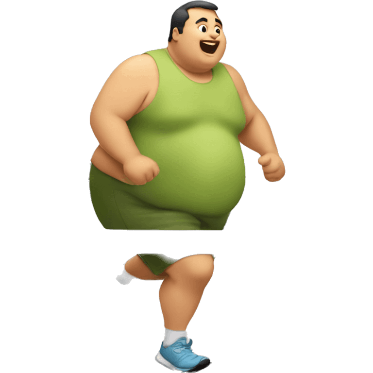 Fat man running on a treadmill emoji