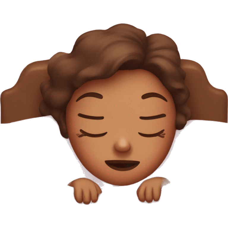 girl with brown hair sleeping in a pink bed emoji