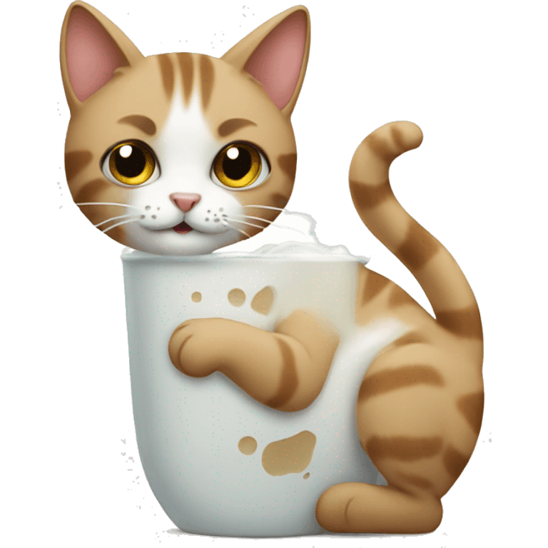 A cat drinking milk emoji