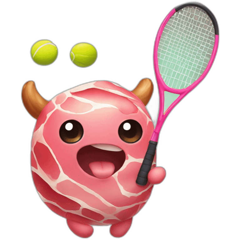 Kawaii jamon with tennis racket emoji