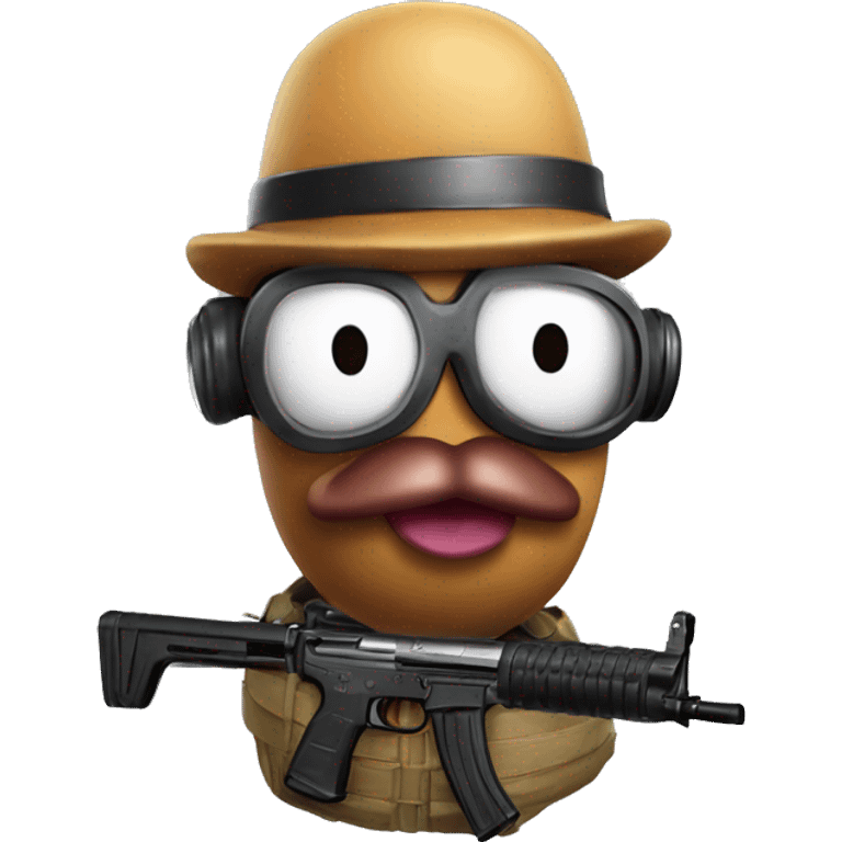 mr potato head with level 3 pubg helmet and guns emoji