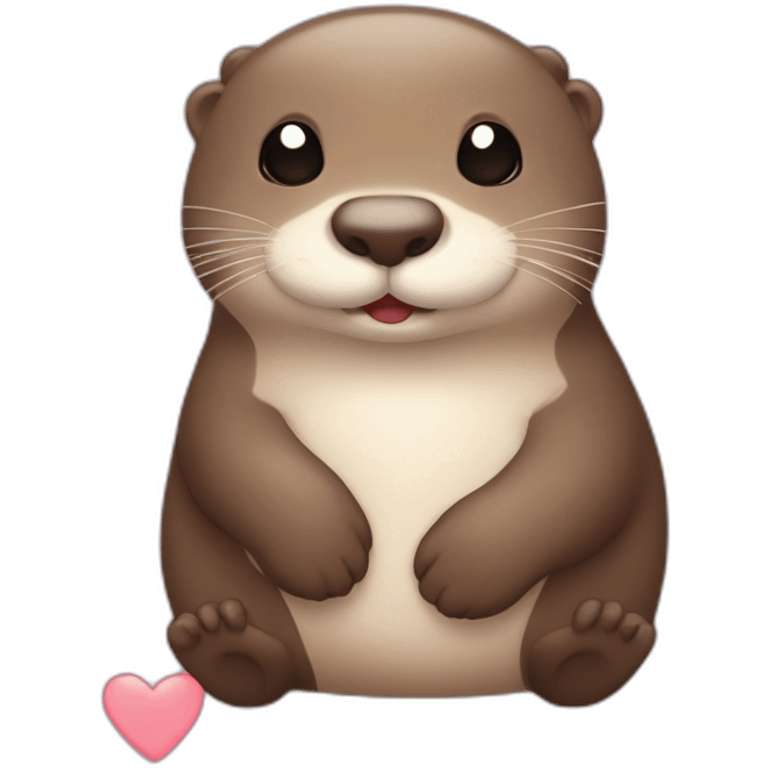 Cute otter in love with hearts emoji