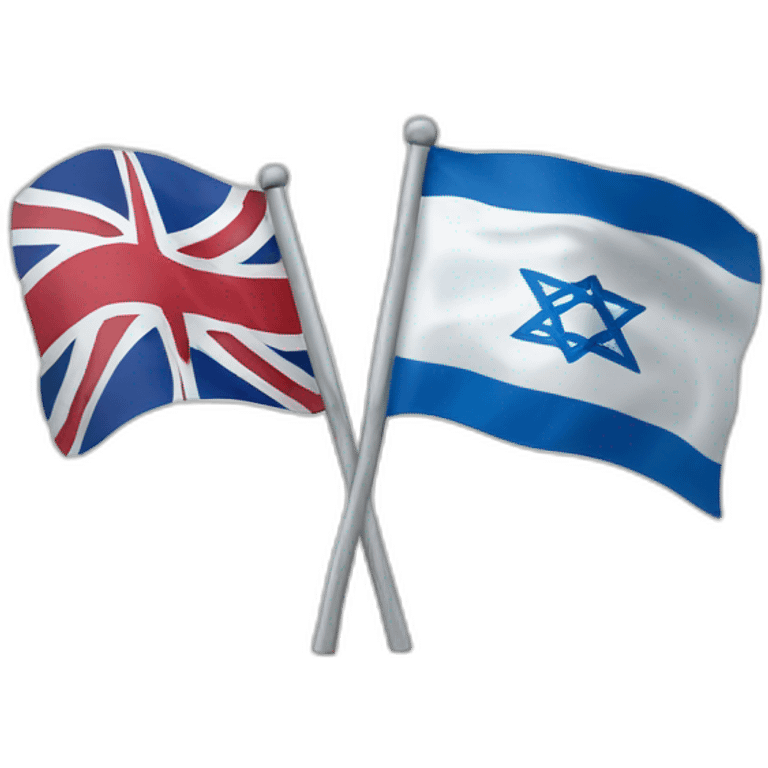 flag of israel and flag of England, waving together emoji