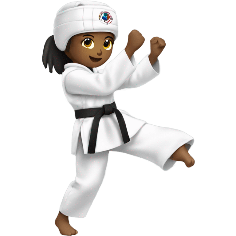 Girl doing taekwondo emoji