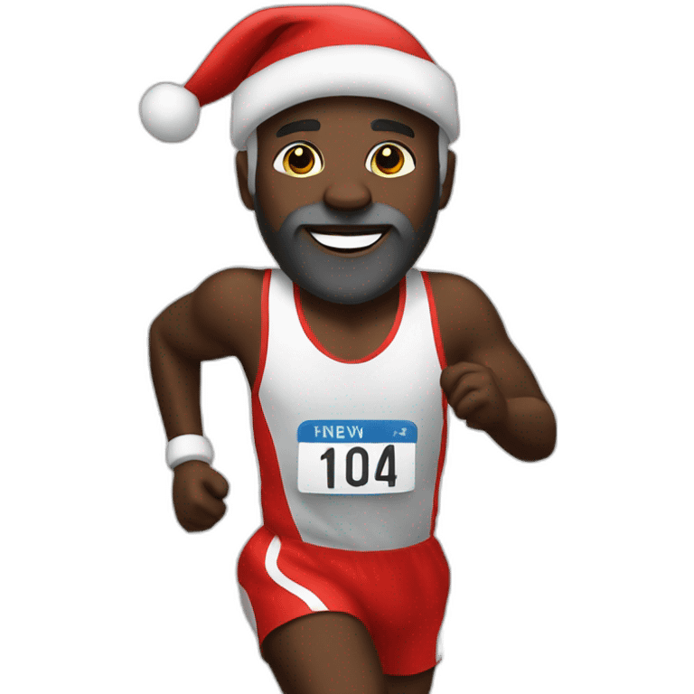 Marathon runner holidays black Santa emoji