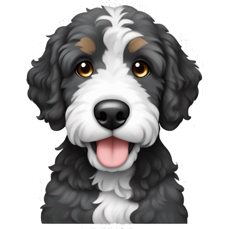 grey black white bernedoodle sitting emoji