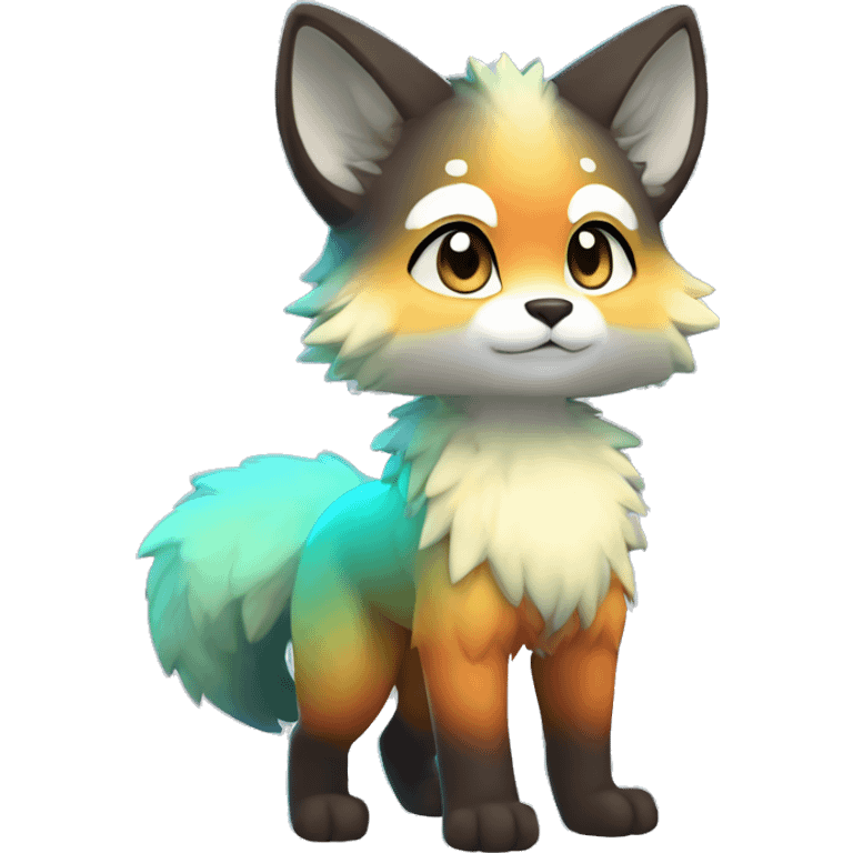 shiny, colorful, gradient, Kemono-style, Chibi, Anthro-Fur-Sona-Fakémon, Full Body emoji