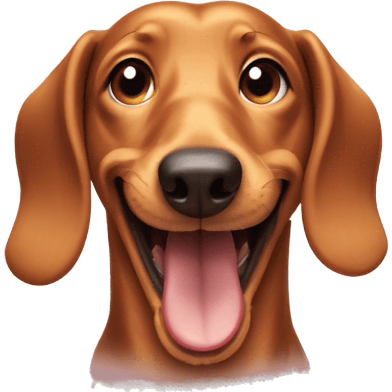 Grinning dachshund with visible front teeth emoji