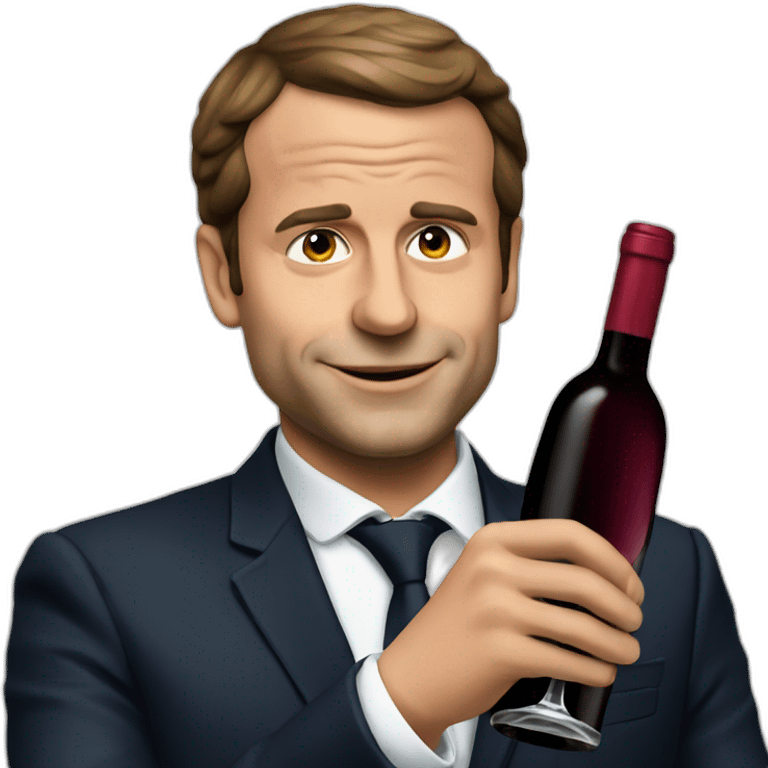 macron with wine emoji