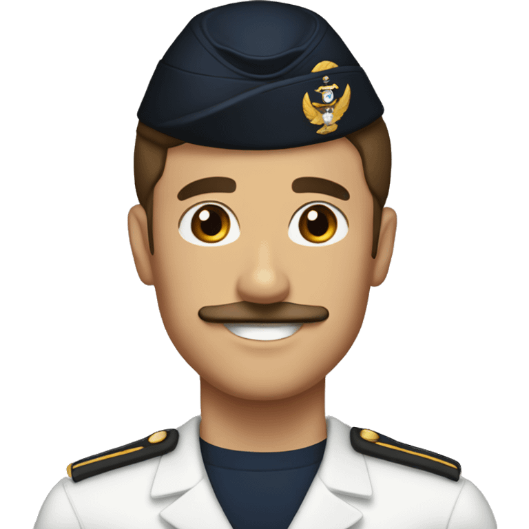 navy sailor with brown hair brown eyes and a brown mustache emoji