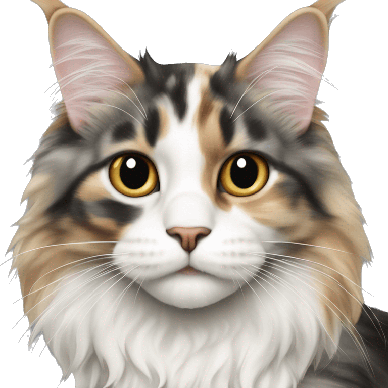 Maine coon dilute Calico half face colored emoji