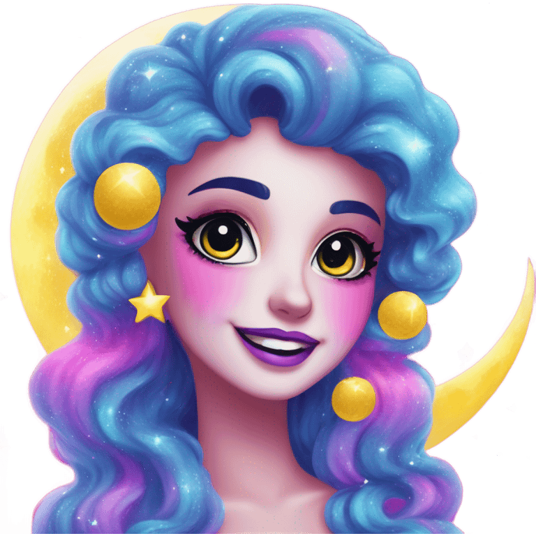 Lisa frank glitter moon emoji