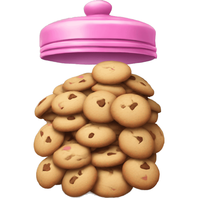 A pink cookie jar with cookies inside it emoji