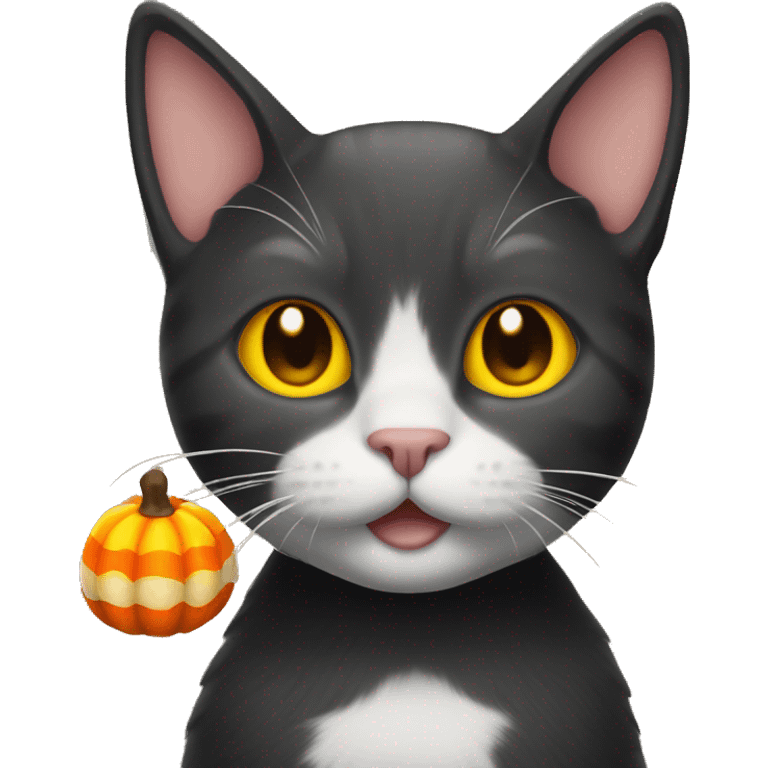 Halloween cat with candy corn emoji