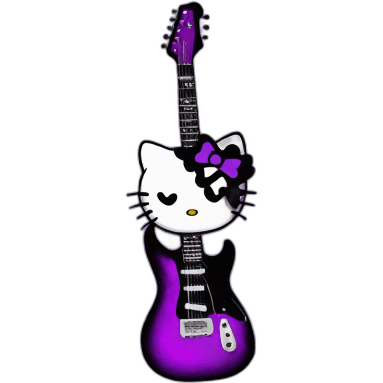 hello kitty emo rockstar headphone guitar black purple emoji