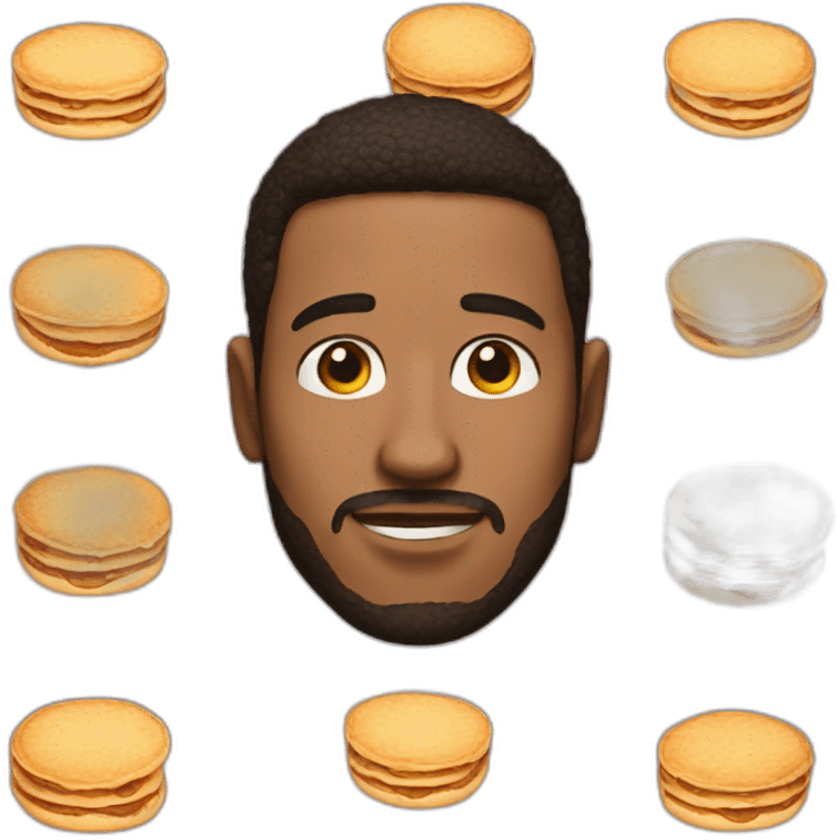 the guy has instead of a face a pancake emoji