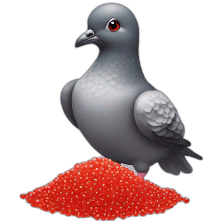 pidgeon with red caviar in hand emoji