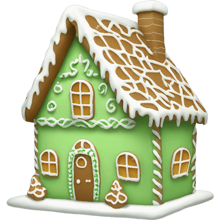 Cosy light green gingerbread house  emoji