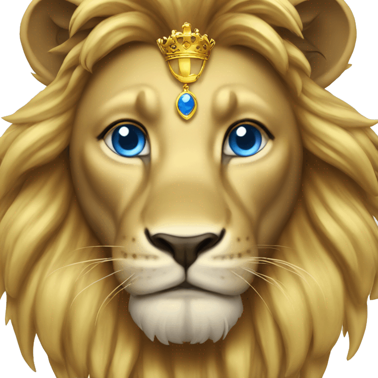 golden lion blue eyes crown emoji