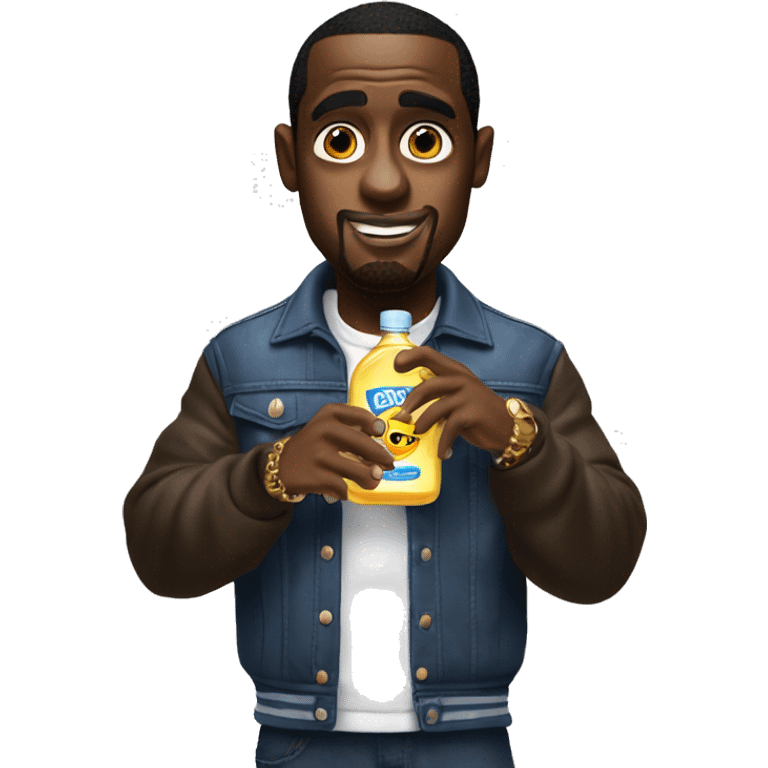 P.Diddy holding 1 bottle of baby oil emoji