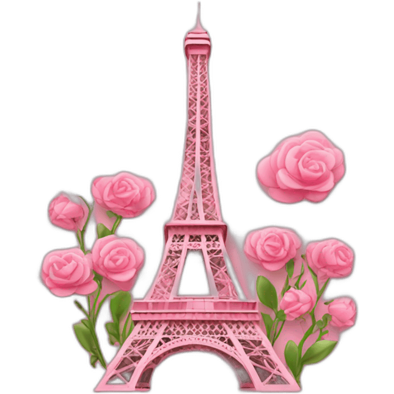 Pink Eiffel tower with flowers emoji