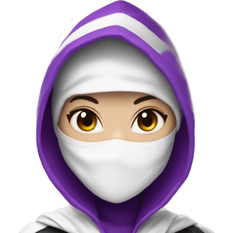 spider gwen wearing a mask and hood purple and white emoji