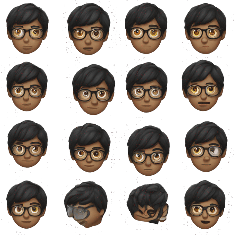 Boy with black hair and glasses emoji