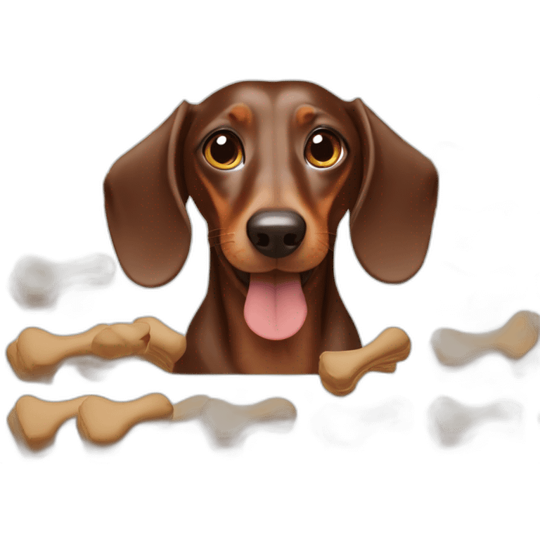 dachshund eating chocolated cream emoji