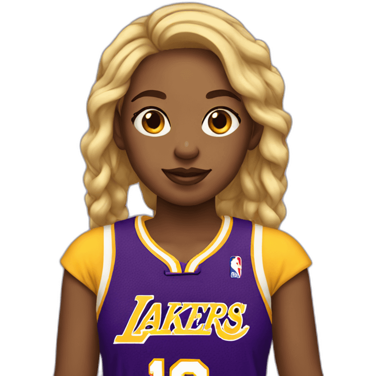 girl wearing yellow lakers jersey emoji