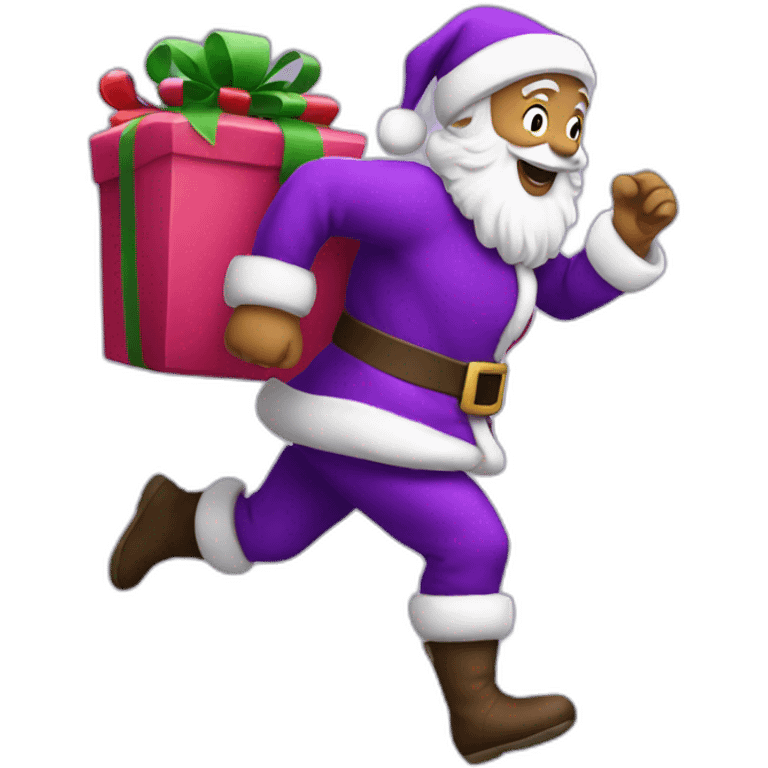 Santa Claus dressed in purple running to deliver presents emoji