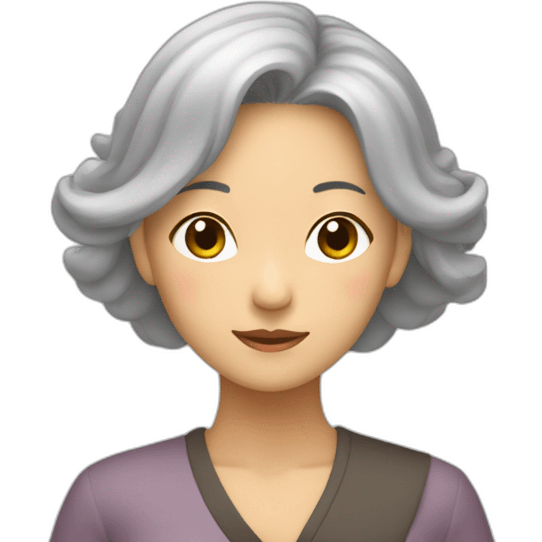 Chinese lady with gray hair doing yuga move emoji