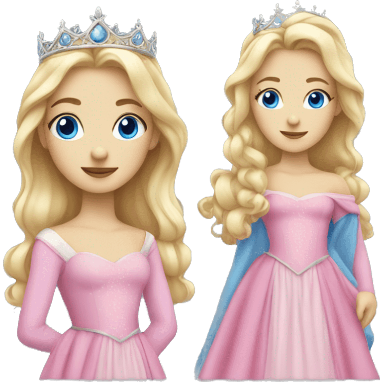 Blonde princess with blue eyes and pink princess dress emoji