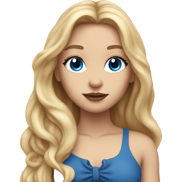 Girl with long flowy blonde hair pink lips and blue eyes, not close up emoji