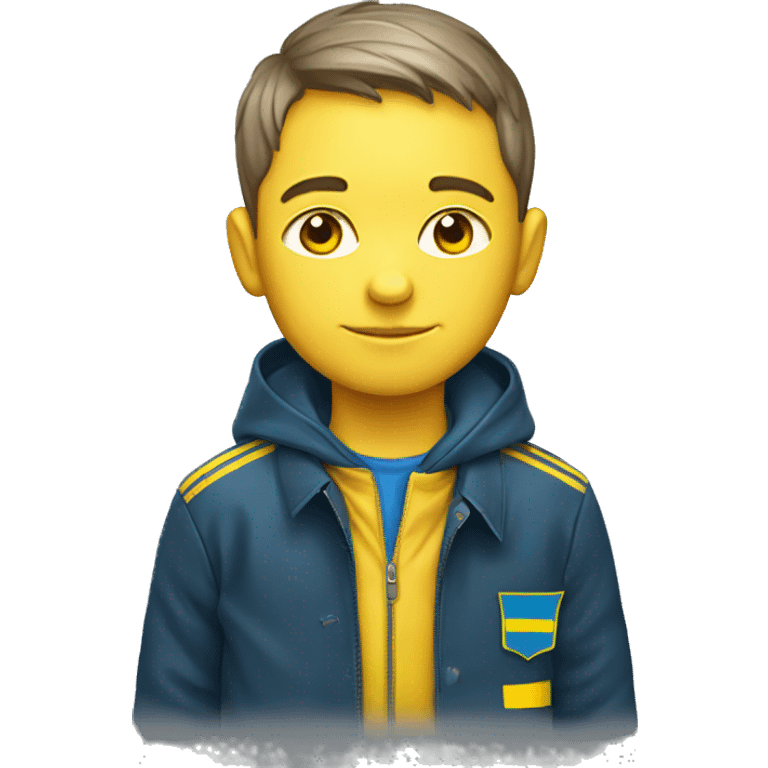 schoolboy with ukraine flag on jacket emoji