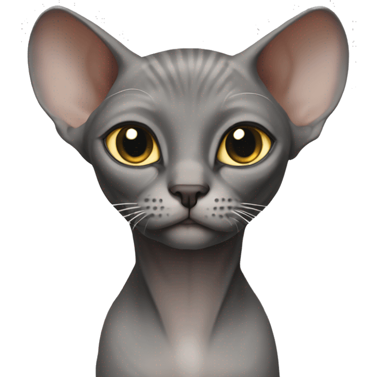 The Sphinx cat is grey with a white belly emoji