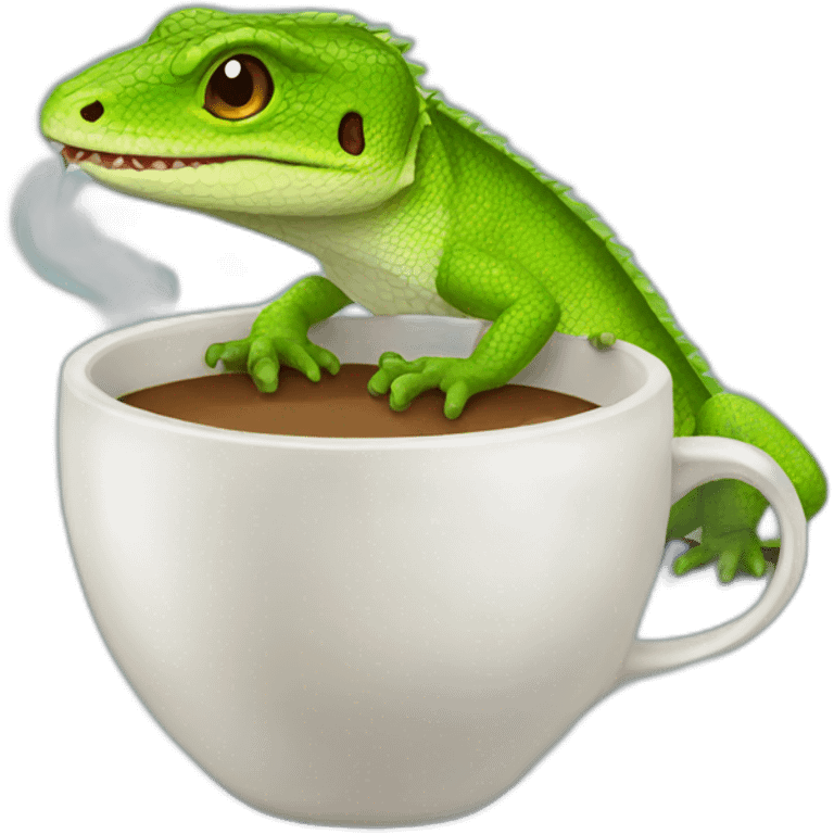 Lézard drinking coffee emoji