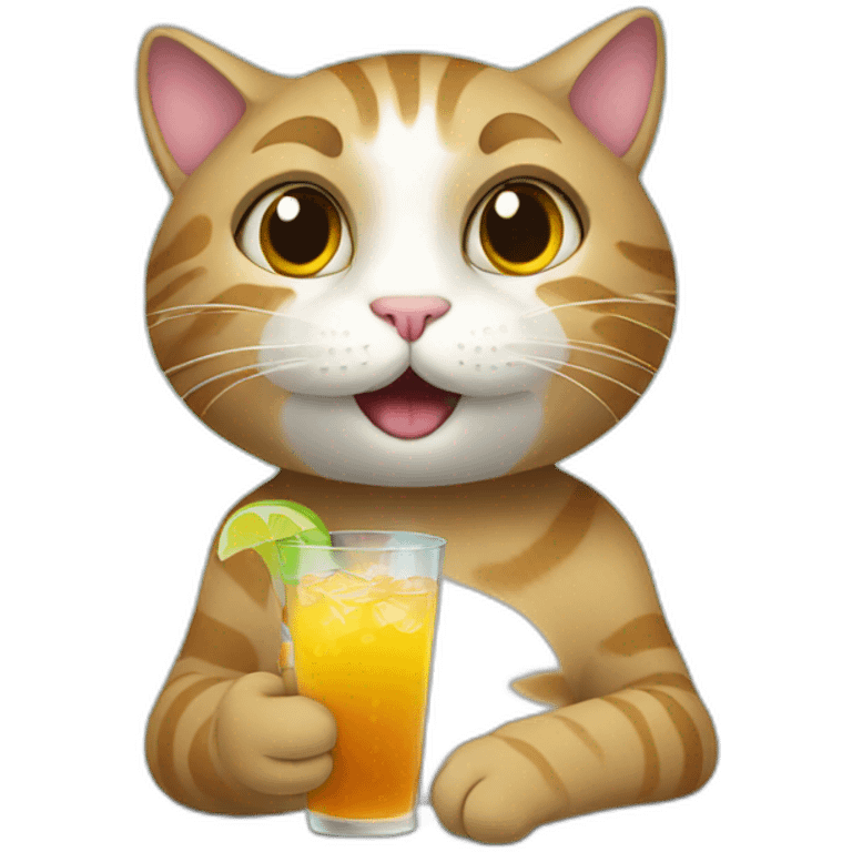 Cat holding a drink emoji