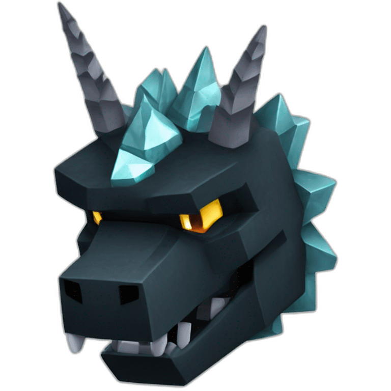 Minecraft Black Godzilla Head With Diamond Unicorn Horn emoji